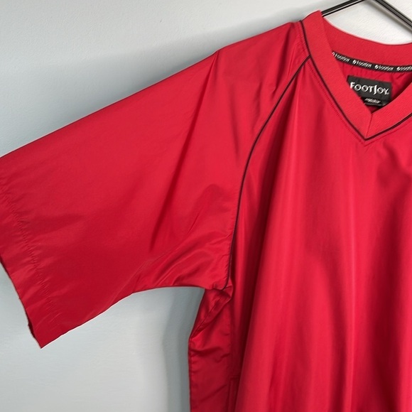 FootJoy Mens Red Windbreaker Shirt Jacket Red V-Neck Short Sleeve Pockets Golf S - Picture 4 of 12